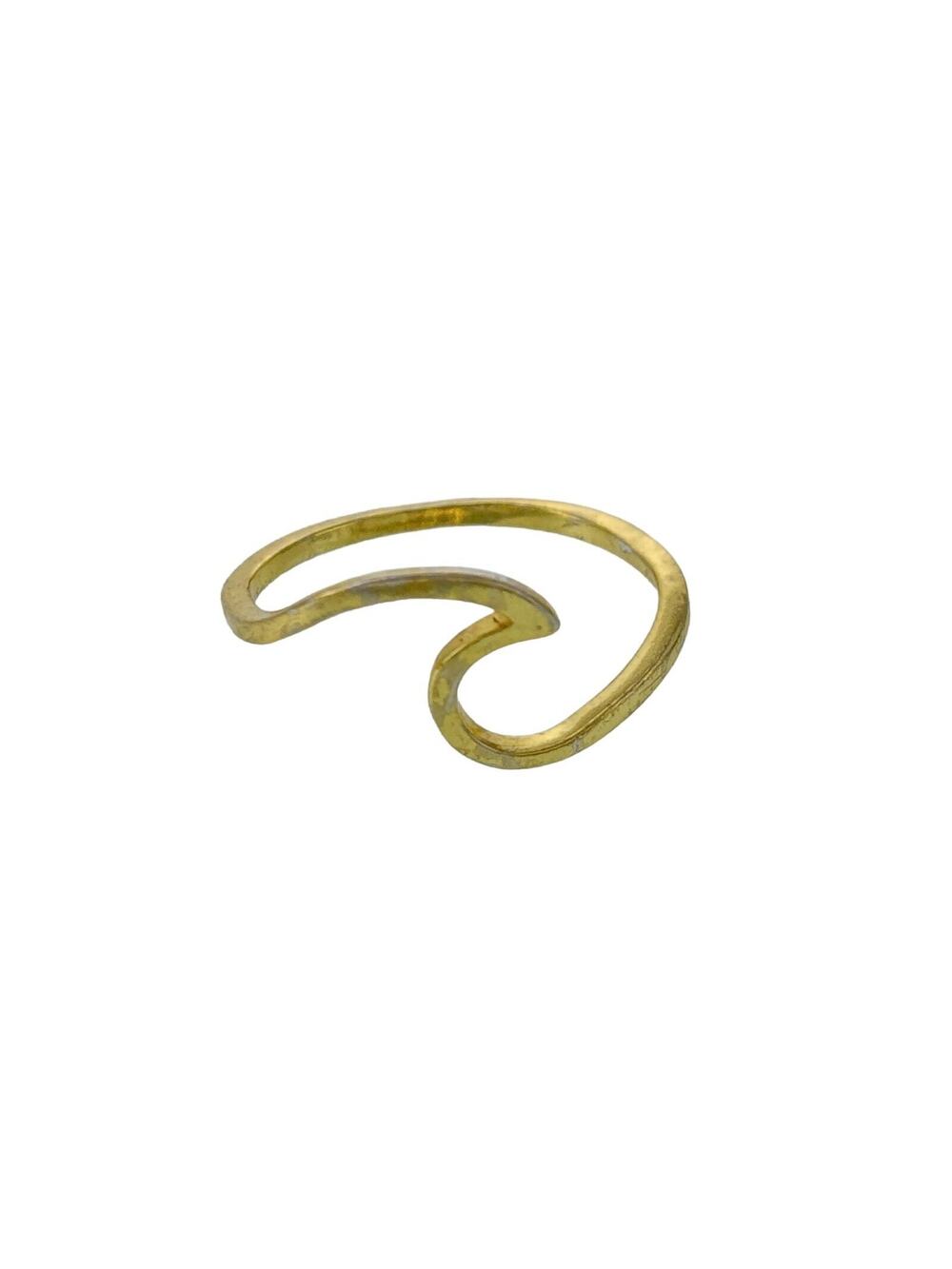 Vintage Sterling Silver 925 Gold Plated Wave Ring Size 5